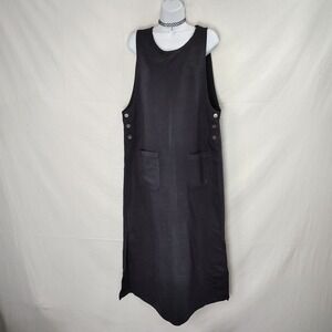 Vtg 90s Boxy Neutral Minimalist Sleeveless‎ Maxi Dress Womens Grunge Lagenlook